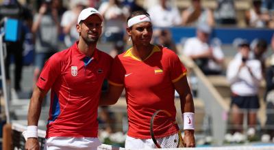 Novak Djokovic y Rafael Nadal, durante su partido en los Juegos Olímpicos de París 2024, el 29 de julio de 2024.