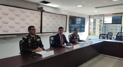 Fausto Íñiguez, viceministro de Seguridad, durante una rueda de prensa sobre la protección a funcionarios públicos, el 31 de julio de 2024, en Quito.