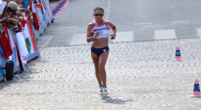 Glenda Morejón, durante su participación en la prueba de marcha de los Juegos Olímpicos de París, el 1 de agosto de 2024.