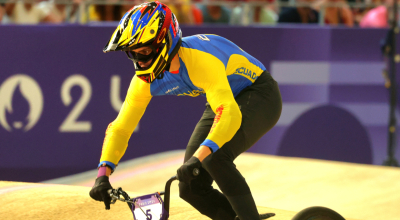 Alfredo Campo, durante el ciclismo BMX en los Juegos Olímpicos de París, el 1 de agosto de 2024.