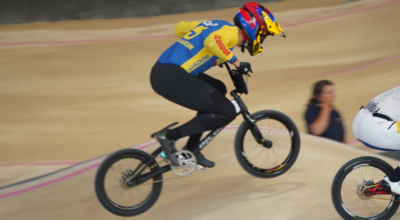 Alfredo Campo durante su participación en las semifinales de ciclismo BMX, en París, el 2 de agosto de 2024.