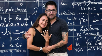 Glenda Morejón con su comprometido Marlon Pesantez en París, 2 de agosto de 2024.