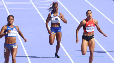 Anahí Suárez, durante la primera ronda de los 200 metros en los Juegos Olímpicos de París, el 4 de agosto de 2024.