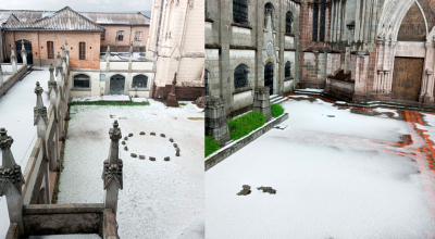 Calles inundadas en Quito por fuertes lluvias con tormentas y granizo