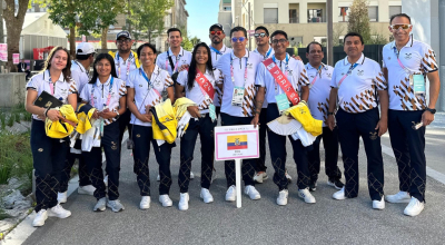 Los deportistas de Ecuador, previo a la ceremonia de clausura de los Juegos Olímpicos, el 12 de agosto de 2024.