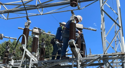 Trabajos de la Empresa Eléctrica Quito (EEQ) en la Subestación Gualberto Hernández, el 2 de agosto de 2024.