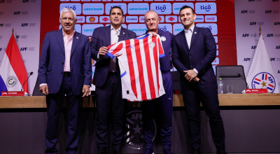 Gustavo Alfaro en su presentación como nuevo seleccionador de Paraguay, el pasado 16 de agosto.