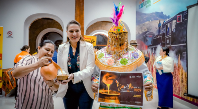 Anabel Hermosa , Alcaldesa de Otavalo, en la presentación de la agenda de actividades por las Fiestas del Yamor 2024.