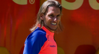 Sebastián Beccacece durante un recorrido por la Casa de la Selección, en Quito, el 27 de agosto de 2024.