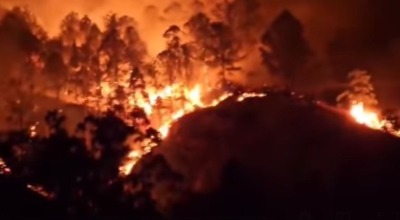 Incendio forestal en Quilanga, en el sur de Loja, el 28 de agosto de 2024.