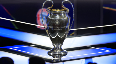 El trofeo de la Champions League, durante el sorteo que se realizó en Mónaco, el 29 de agosto de 2024.