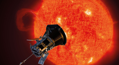 Representación de la sonda Parker Solar Probe, que estudia al Sol.