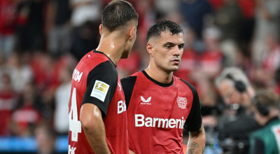 Jugadores del Bayer Leverkusen en el partido ante el Leipzig, 31 de agosto de 2024.