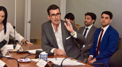 Andrés Guschmer, durante una reunión del Ministerio del Deporte, el 26 de febrero de 2024.