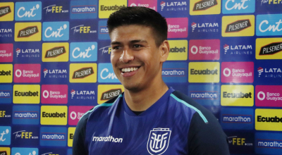 Xavier Arreaga durante una rueda de prensa con la selección de Ecuador, 3 de septiembre de 2024.