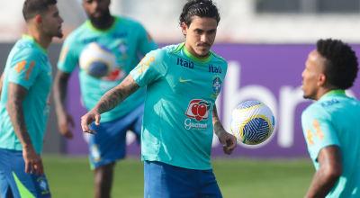 Pedro, delantero de la selección brasileña, durante el entrenamiento de este miércoles 4 de septiembre.