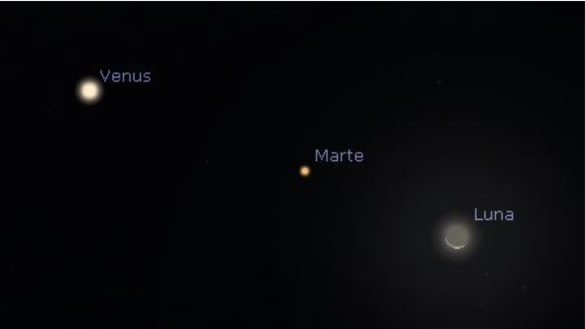 El domingo se podrá ver desde Ecuador la alineación de la Luna, Venus y  Marte