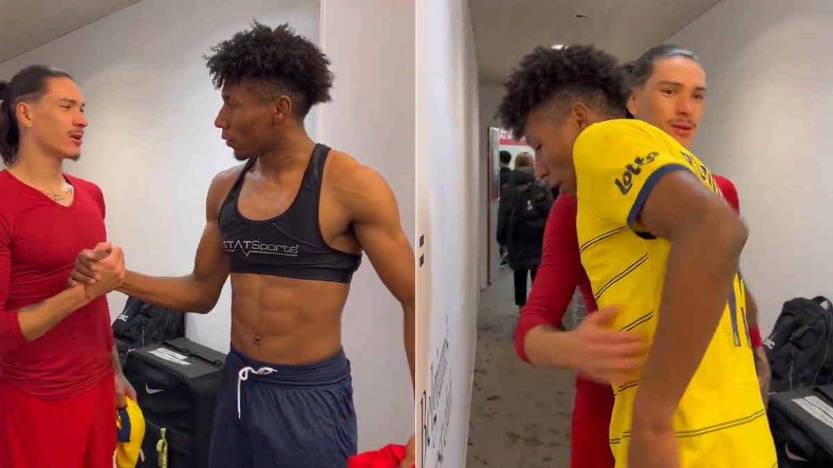 Kevin Rodríguez y Darwin Núñez intercambian camisetas